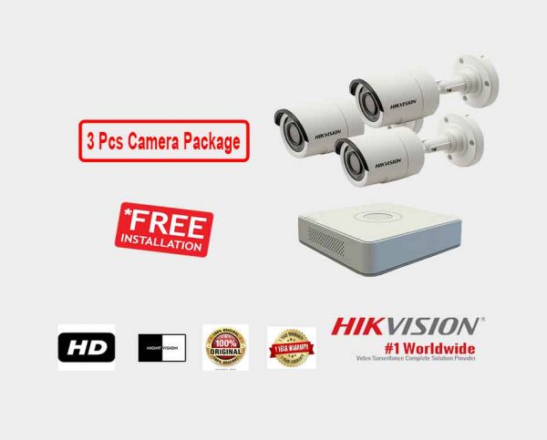 Hikvision (3 Pcs CC Camera Package )