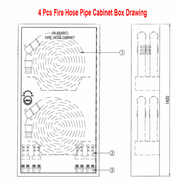 Fire Hose Cabinet Box ( Size 4) 4 pcs Hose Pipe Capacity